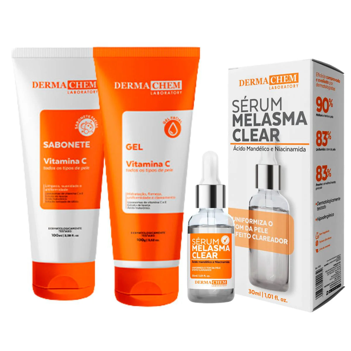 Brazilian Vitamin C Skincare Kit - Melasma Serum/Anti-Age Facial Gel/Facial Soap