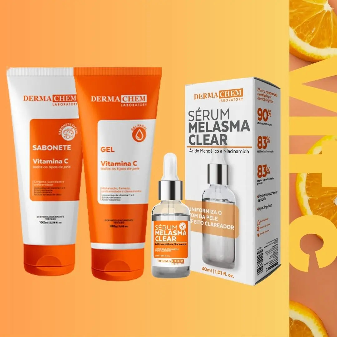 Brazilian Vitamin C Skincare Kit - Melasma Serum/Anti-Age Facial Gel/Facial Soap