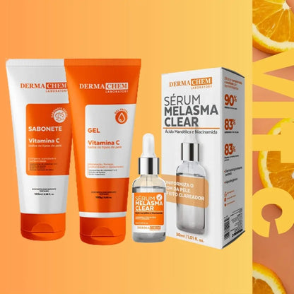 Brazilian Vitamin C Skincare Kit - Melasma Serum/Anti-Age Facial Gel/Facial Soap