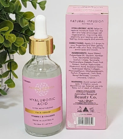 Natural Infusion Hyaluronic Acid Face Serum 50mL (1.69 oz) | Hydrating with Vitamin C & Collagen